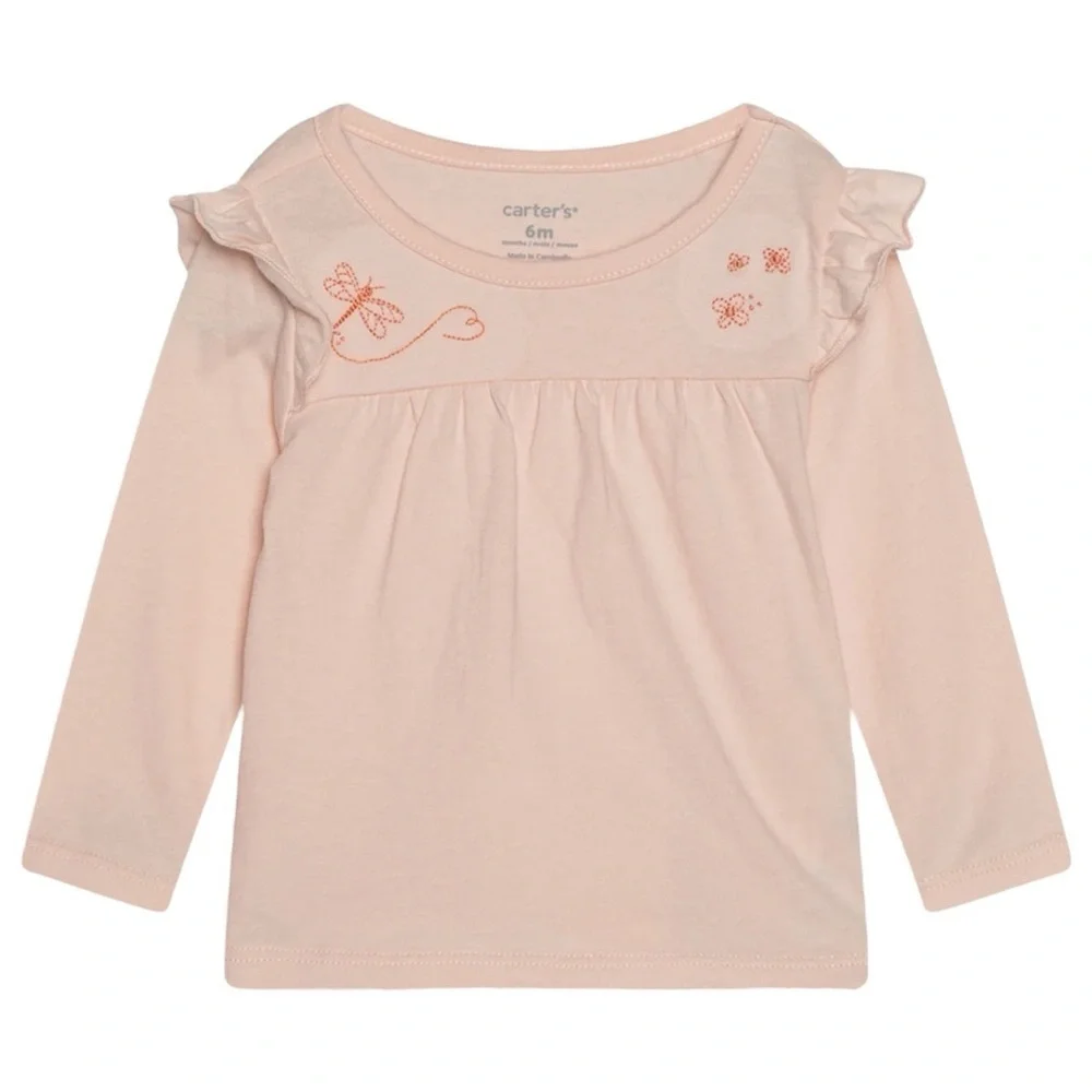 Long Sleeve Pink Dragonfly Top